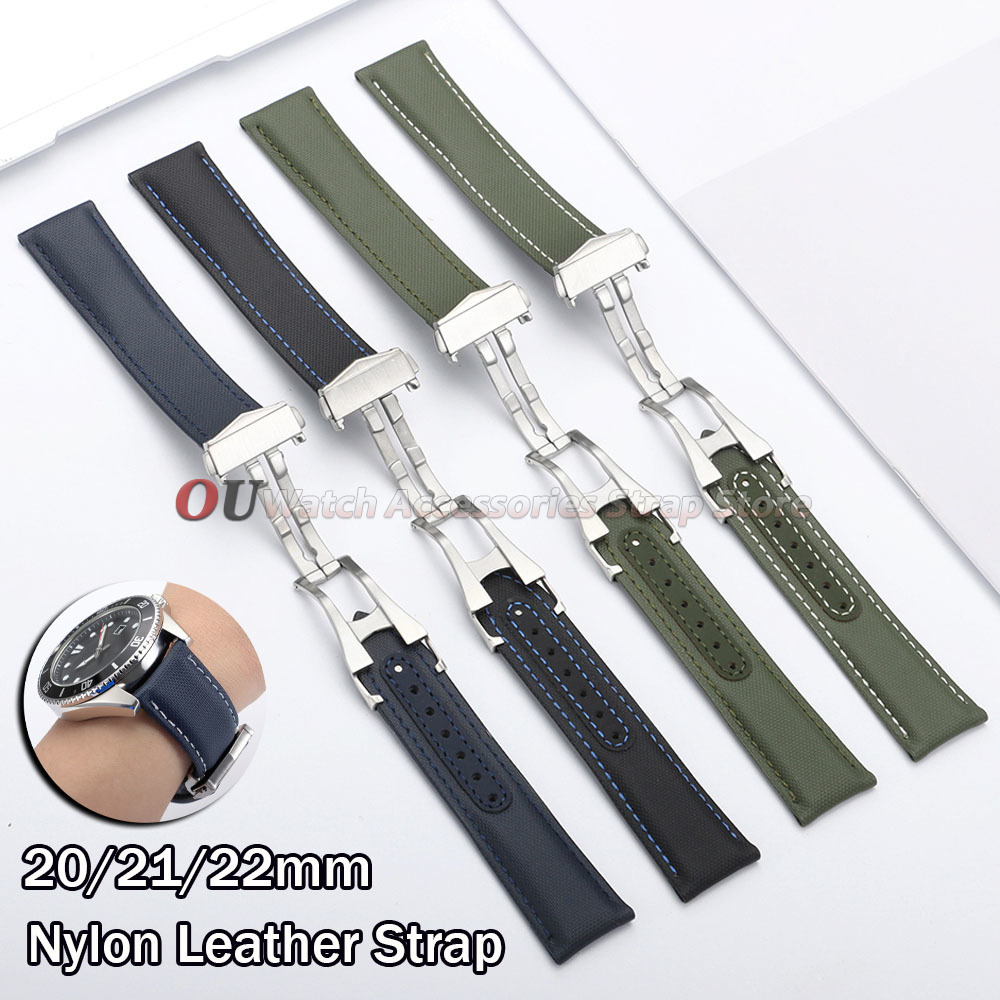 Omega Watch Seamaster - セイルクロス ナイロン レザー ウォッチバンド 20mm 21mm