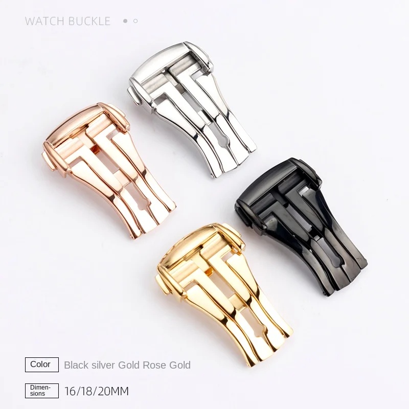 オメガ用、16～20mmのダブルプッシュ式折りたたみ式バック - Butterfly Clasp Deployant のレビューと価格