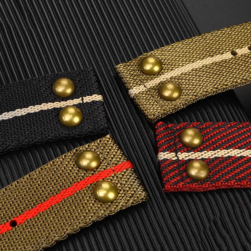 スタッキングリベット付きナイロンウォッチバンド,レトロウォッ - Nato Strap Nylon のレビューと価格