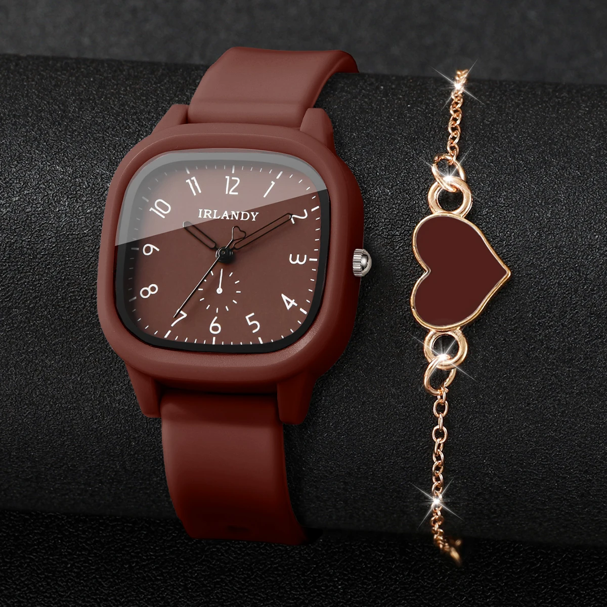 4点セット ファッション スクエア型 女性用 クォーツ時計  - Silicone Band Women のレビューと価格